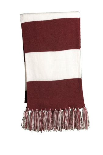 MAROON STRIPED KNITTED SCARF